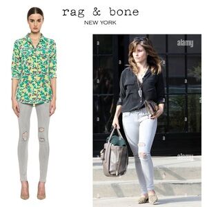 Rag & Bone Skinny Surrey Gray Distressed Skinny Mid Rise Stretch Celeb USA 27